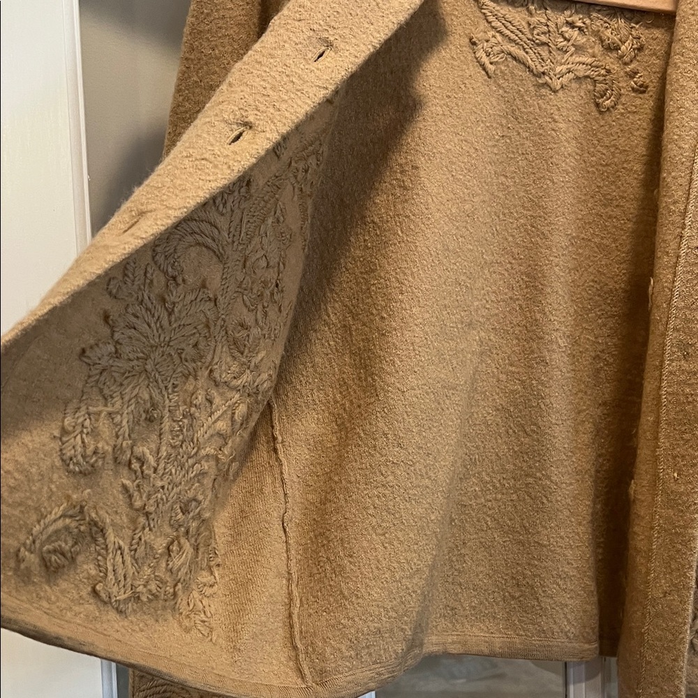 Talbots Brown Embroidered Wool Cardigan Vintage - Picture 5 of 8